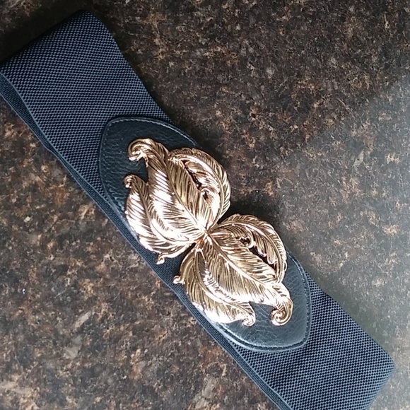 🆕 BLACK & GOLD ELASTIC BELT: S/M - Picture 5 of 6